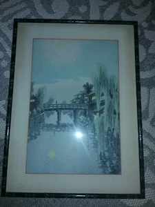 Japanese Wood Block Print Title: The Bentenbashi Bridge in Kyoto - Picture 1 of 5