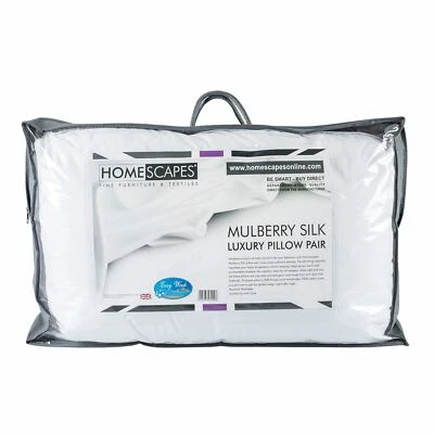 Pure Mulberry Silk Blend Filled Pillow Pair with Super Soft 100% Cotton Casing - Image 1 of 4