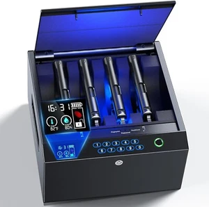 Cassaforte a 4 Pistole con LCD di Temp Umidità Batteria, Cassaforte per Pistola Biometrica per Pistola - Foto 1 di 13