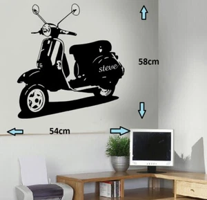 Vespa Roller/Fahrrad personalisierte Wandkunst Aufkleber/Aufkleber  - Bild 1 von 5