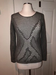 NWOT 100% cotton The Cooples grey open knit long sleeve summer sweater top L - Picture 1 of 11