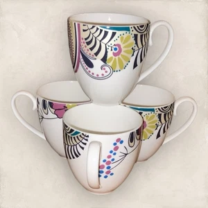 4x tazas Denby Monsoon Cosmic curva grande 390 ml cachemira sin usar nuevas sin etiquetas excelente - Imagen 1 de 13