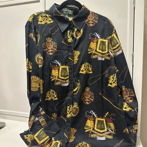 Vintage LRL Ralph Lauren Shirt PM Royal Crest Equestrian Blouse Old Money Top - Picture 1 of 5