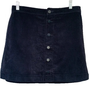 American Apparel Cord Minirock Medium schwarz Knopfleiste adrette Schule - Bild 1 von 7