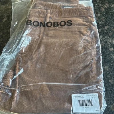 Bonobos Pleated Stretch Cord Corduroy Pants Brown Mens Size 38x30 NWT R30 - Image 1 of 4