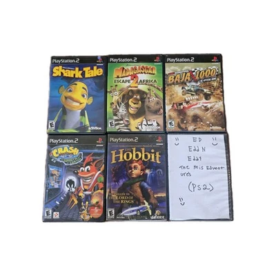 PlayStation 2 Game Lot of 6 PS2 Crash Hobbit Shark Tale Madagascar Baja Tested - Image 1 of 3