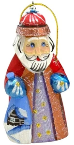 Hand Carved Wood Santa Ornament Dubrovnik Croatia 2019 Folk Art 3” Signed - Picture 1 of 6
