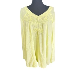 Soft Surroundings Embroidered Tunic Top Bohemian Blouse Yellow 2X - Picture 1 of 2