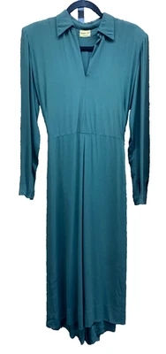 Antique Edwardian Victorian Forest Green Dress Gown Bustle Zip Sleeves - Image 1 of 4