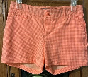 Under Armour Women’s Golf Shorts Heat Gear Size 2 Orange Check Brand New - Picture 1 of 6