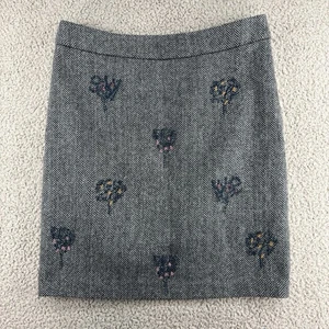 White Stuff Skirt Womens Size UK 12 Grey Herringbone Embroidered Nature Pattern - Picture 1 of 12