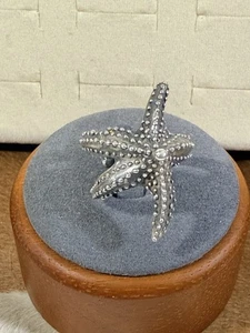 925, Sterling Silver Adjustable Starfish Ring Size 10, Statement, Chunky, Signed - Picture 1 of 7