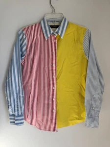 Polo Ralph Lauren Button Up Multicolor Striped Colorblock Womens Shirt Sz Small - Picture 1 of 8