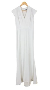 Alexander McQueen Womens 42 6 Ivory Cap Sleeve Pleated Detail Column Gown Dress - Picture 1 of 15