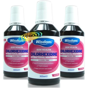 3x Wisdom Chlorhexidine Antibacterial Mouthwash Original Alcohol Free 300ml - Picture 1 of 1