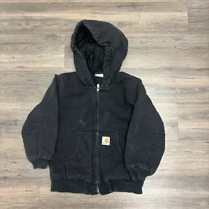 Carhartt Canvas Coat Bomber Jacket Workwear Hood Youth Small 7/8 - Picture 1 of 5