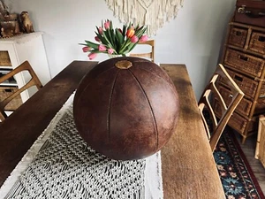 Großer Echtleder Medizinball Leder Vintage Boho - Bild 1 von 5