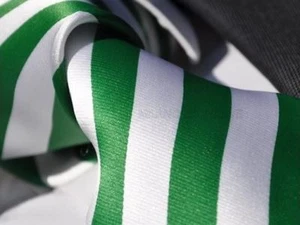 New Men's Designer Green & White Striped Silk Tie - Picture 1 of 1
