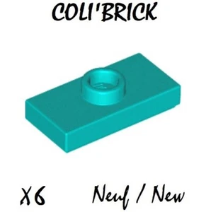 Lego 15573 - 6x Plaque / Plate, modified 1x2 with 1 stud - Dark Turquoise - NEUF - Picture 1 of 1