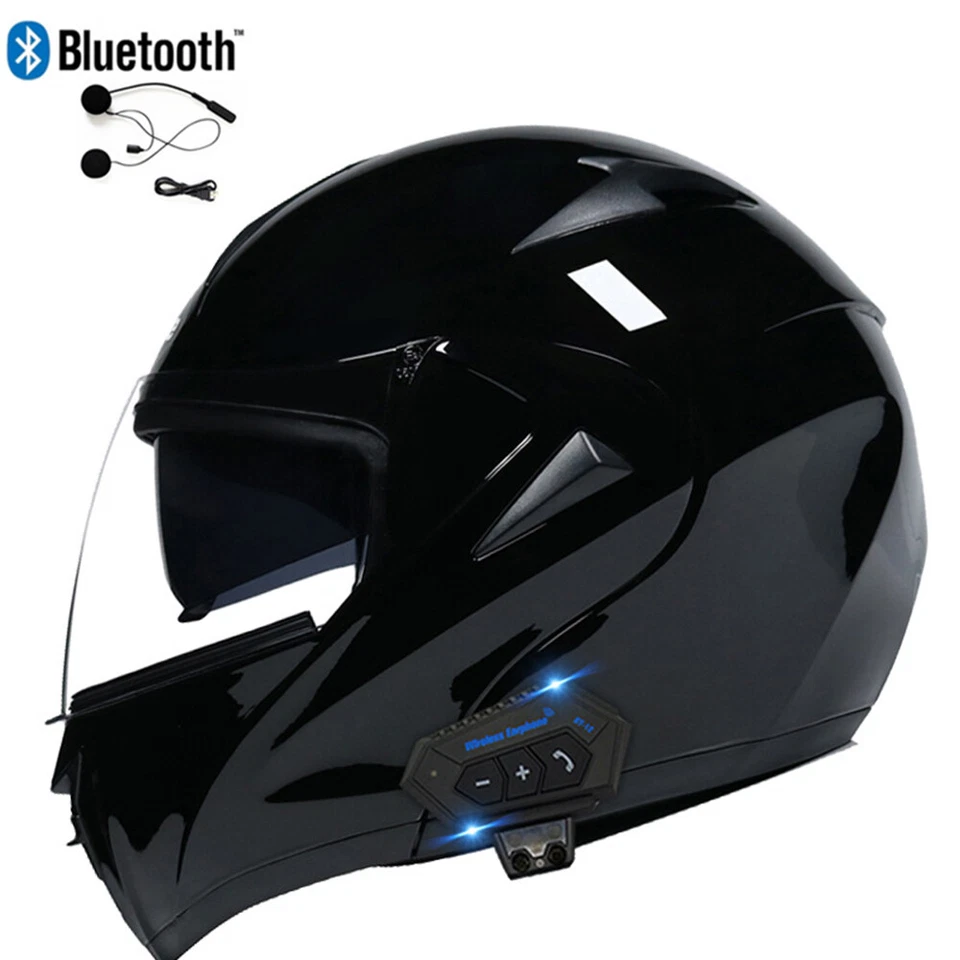 DOT Bluetooth Flip Up Motorcycle Helmet Full Face Dual Lens ATV Motocross Helmet - Image 1 of 4
