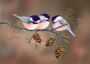 5"x7" CHAICKADEES 3 by Sharon Sharpe L@@K - Picture 1 of 1