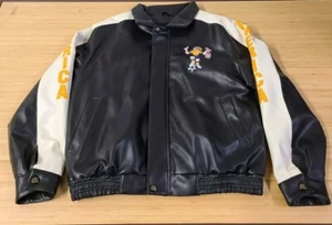 Vintage America Aguilas Soccer League Leather Bomber Jacket Size Large Zorro Tag - Picture 1 of 12