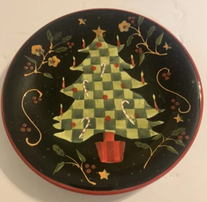 Christmas Certified International Susan Winget Folk Christmas Tree Plate - Picture 1 of 4