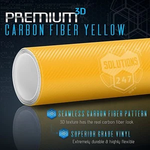 36" x 60" In Vinyl Wrap Bubble Free Air Release - 3D Yellow Carbon Fiber Matte - Picture 1 of 8