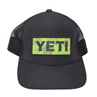 Yeti Flip Logo Badge Snapback Trucker Hat Cap Mesh Black Green Tropical