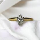 14K Gold 1/4 Carat Pear Diamond Ring Sz 6.5 Engagement Ring Wedding Ring 1.7G