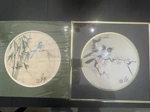 Asian Antique Chinese Japanese Watercolor Painting on Rice Paper. Birds. - Picture 1 of 18