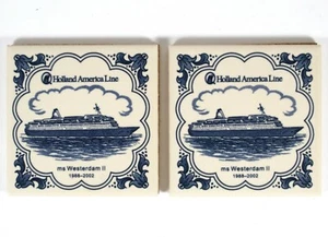 Two Holland America Line Westerdam II Tile Coasters Ceramic with Cork Backing - Bild 1 von 4
