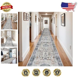 3x20 ft Distressed Medallion Runner Rug - Perfect for Entryways & Dining Rooms - Picture 1 of 11