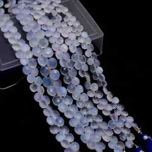 AAA+ Blue Chalcedony Gemstone Faceted Heart Briolette Loose Beads 8inch Strand