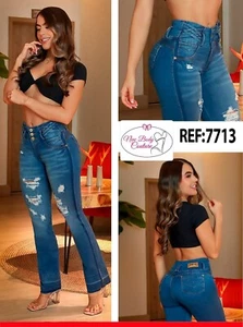 Flared Jean's Colombianos Cintura Alta Bon Bon Up butt lifter high waist  7713 - Picture 1 of 4