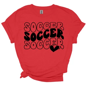 Girl’s Soccer T-Shirt - Retro font w- Heart - Gildan Youth & Adult Unisex sizes - Picture 1 of 15