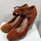 New Look Shoes Platform Wedges Suede Brown Snakeskin Size 6 UK 39 Gorgeous