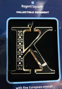 Monogram Letter K Black European Crystals Christmas Ornament #2 - Picture 1 of 1