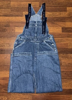Macacão jeans masculino vintage Tommy Hilfiger médio soletrado carpinteiro Y2K hip hop - Imagem 1 de 4