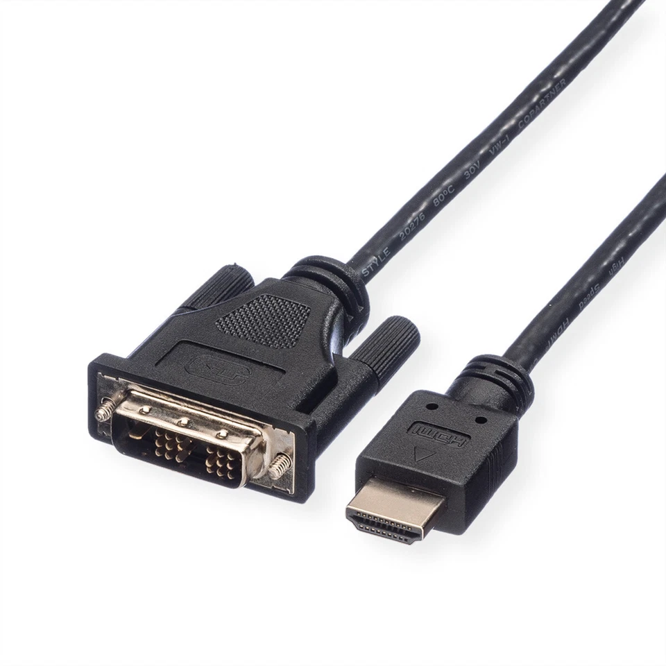  Kabel DVI (18+1) ST - HDMI ST, schwarz, 2 m - Bild 1 von 3