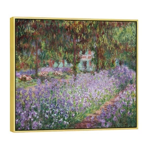 Framed Canvas Wall Art Irises in Monet's Garden,1900 by Claude Monet Art Print - Picture 1 of 7