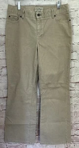 LL Bean Jeans Women 12 R Favorite Fit Straight Beige Stretch Corduroy 34x30 - Picture 1 of 5