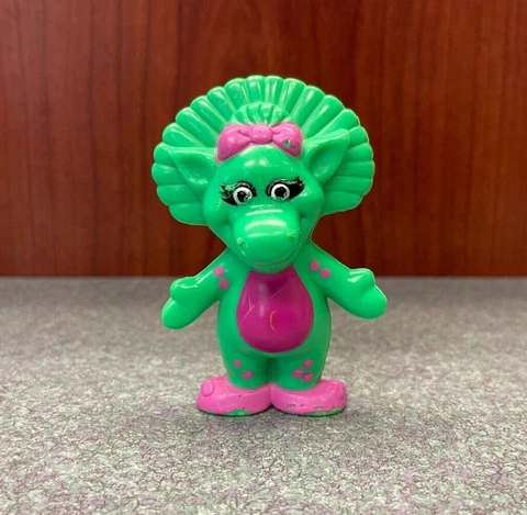 Barney & Friends Baby Bop 2.75" Plastic Toy Figure Green Dinosaur Hollow Spots Cover