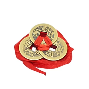 Lucky Chinese Coin Set 3 Coin Set With Ribbon Wealth Protection & Good Luck - Picture 1 of 16