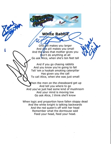 Signed Jefferson Airplane Somebody To Love  lyrics grace slick kantner +2 proof Cover