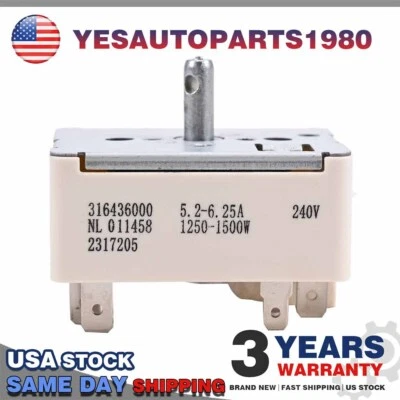 MNJWS® 316436000 For Frigidaire Range Stove Burner Infinite Control Switch 1155394