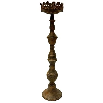 Rustic Metal  Pillar Candle Holder 24” Tower Candlestick Antique Farmhouse - Image 1 of 4