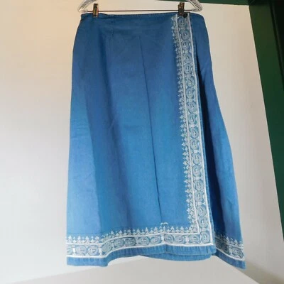 Falda envolvente de mezclilla azul suave envolvente adornada talla modesta PXL para mujer Foto 1 de 4