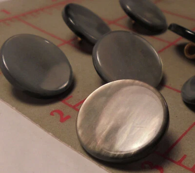 10 Fine Italian Midsiz Shank Buttons Pearlized Grey Marble Look Smooth Flat 5/8" - Image 1 of 4