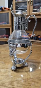 Jarra/olla para té café enchapada en plata y vidrio Corning con soporte calentador  - Imagen 1 de 10